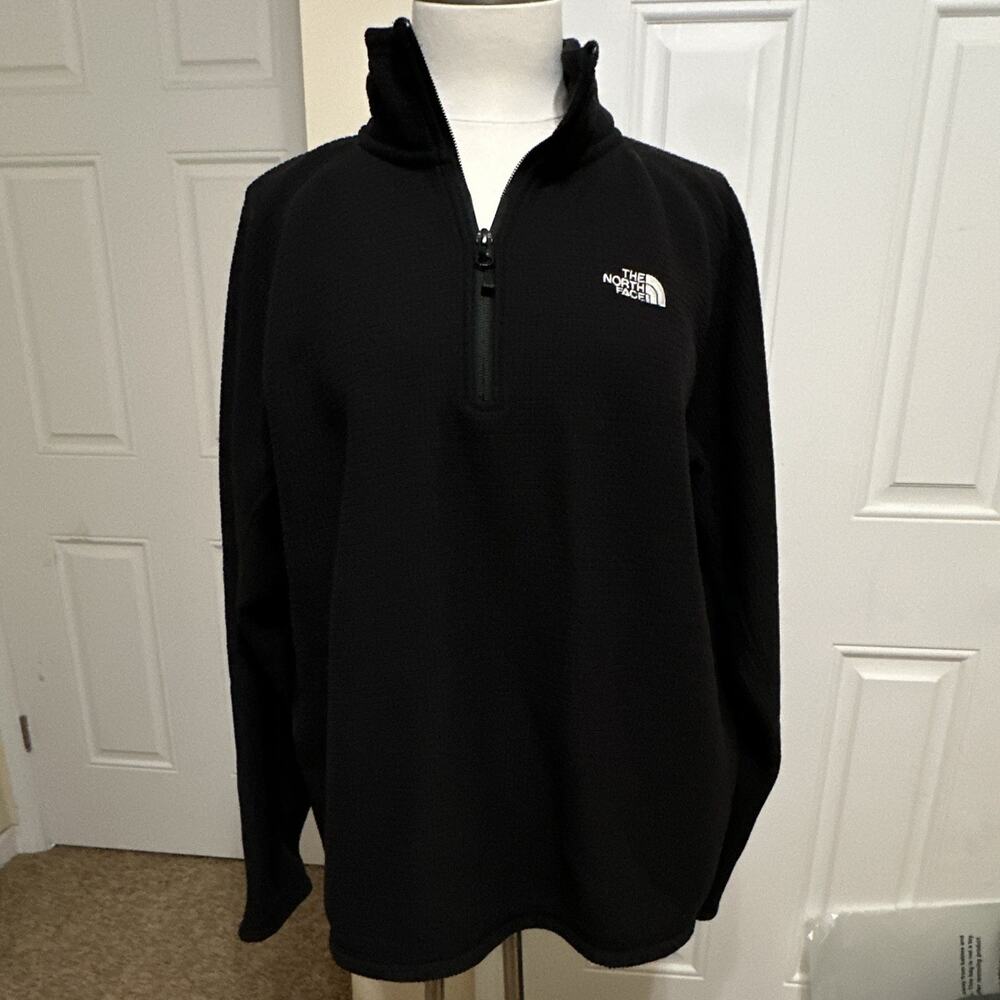 The North Face Men's L Black Fleece 1/4 Zip Mock Neck Pullover Sweatshirt Logo